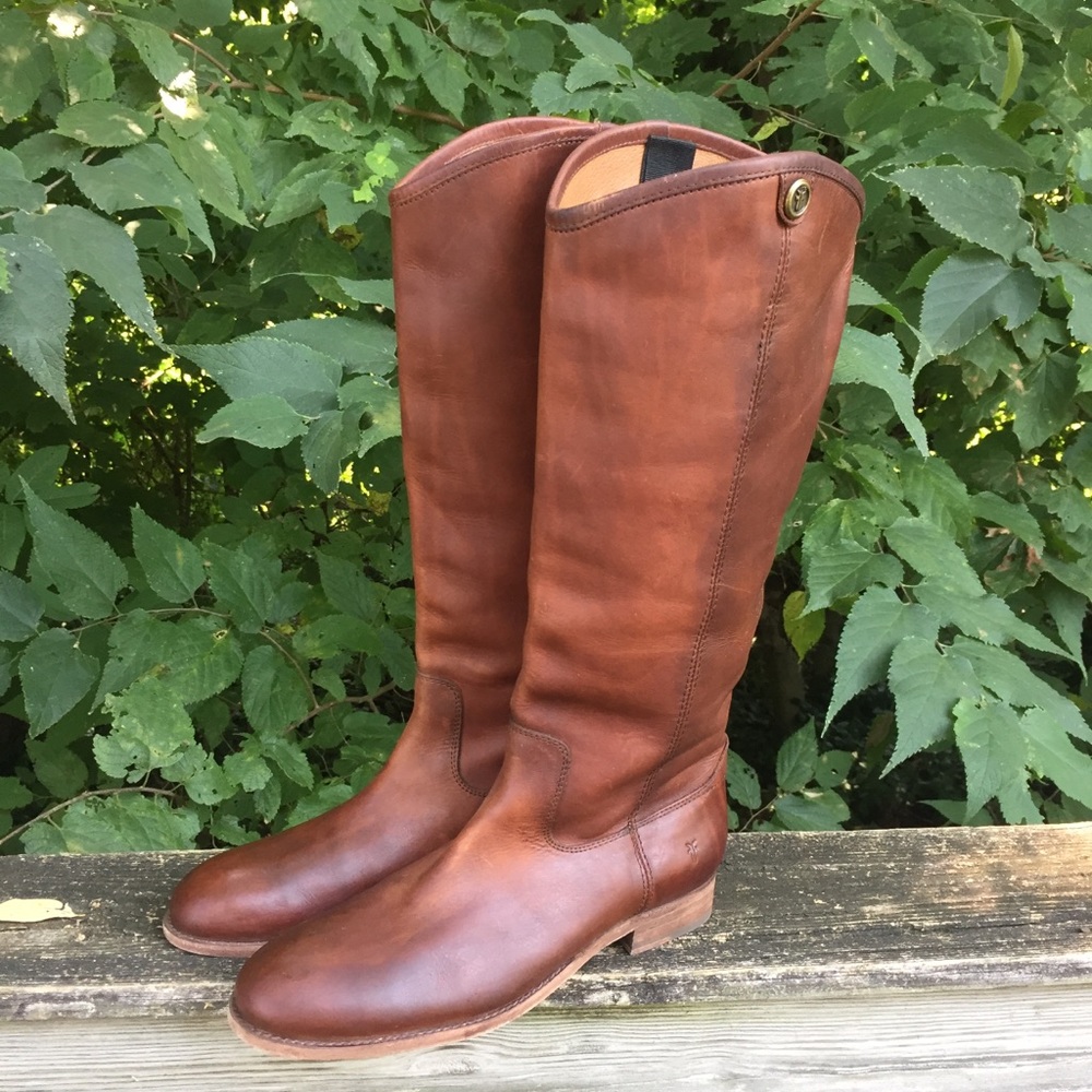 Frye Womens Leather Knee High Cognac Extended Boot